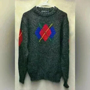 Puritan Vintage Argyle Chunky Sweater Size Large